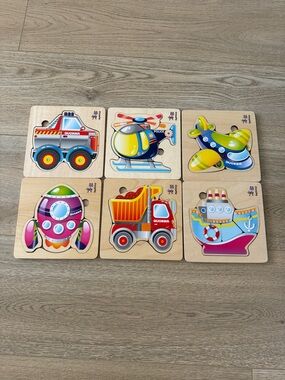 Kids Multicolor Vehicle Puzzle Set - 6 Pack
